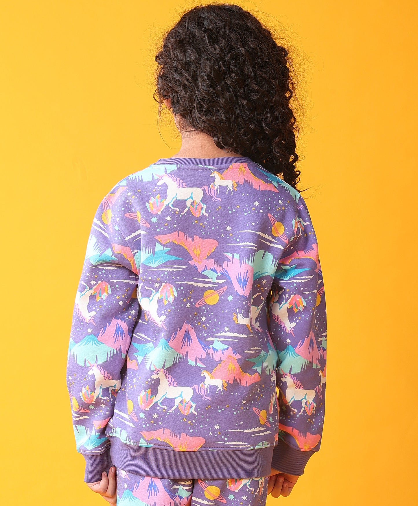 UNICORN PLANET GIRLS FLEECE SWEATSHIRT - PURPLE