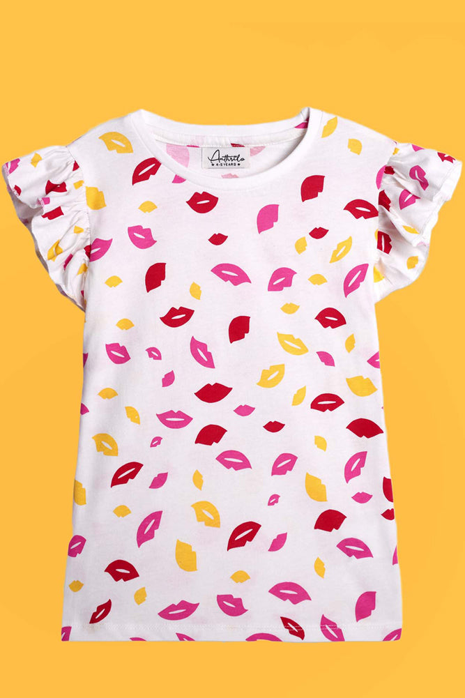 BE YOURSELF AND LIPS PRINT SHORT SLEEVES T-SHIRT (PACK OF 2) - Anthrilo India