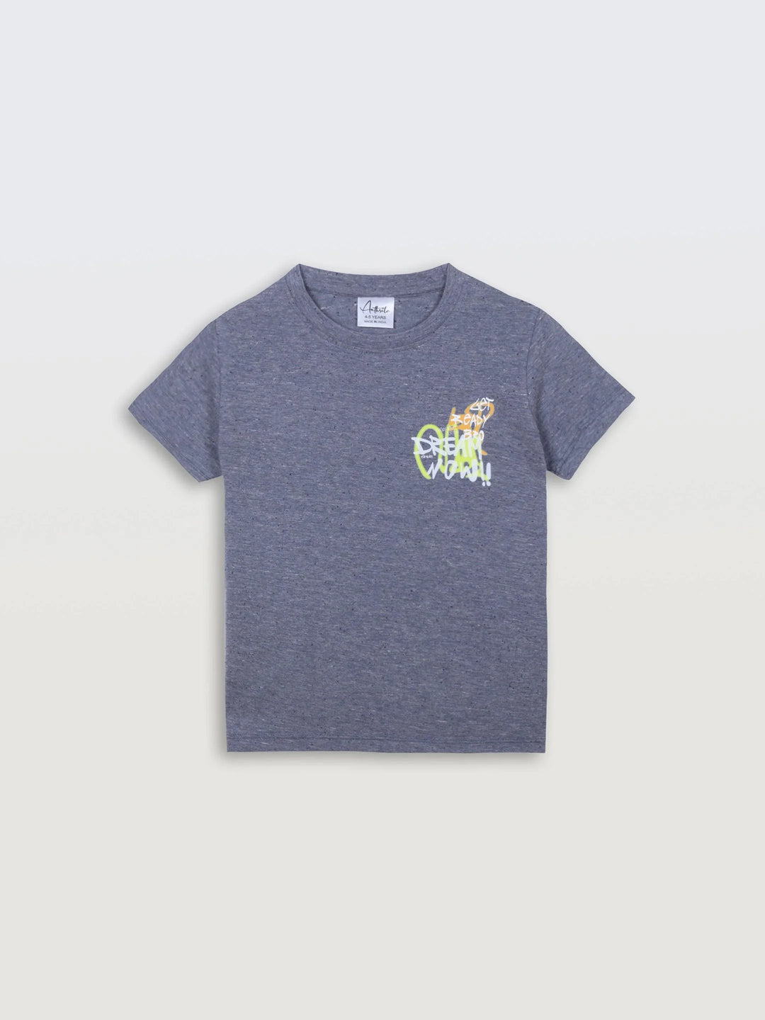 GET READY BLUE MELANGE SHORT SLEEVE BOYS T-SHIRT - BLUE - Anthrilo 