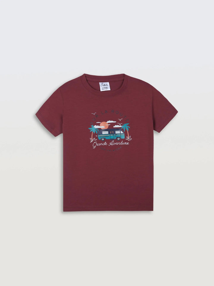 GRANDE AVENTURE SHORT SLEEVE BOYS T-SHIRT - BURGUNDY - Anthrilo 