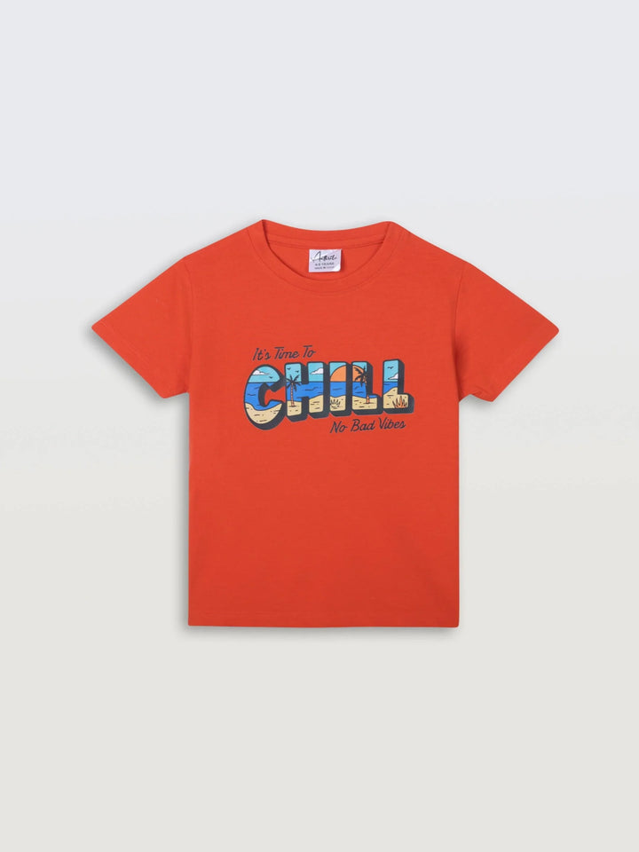 Its Time To Chill Short Sleeve Boys T-Shirt - Orange
