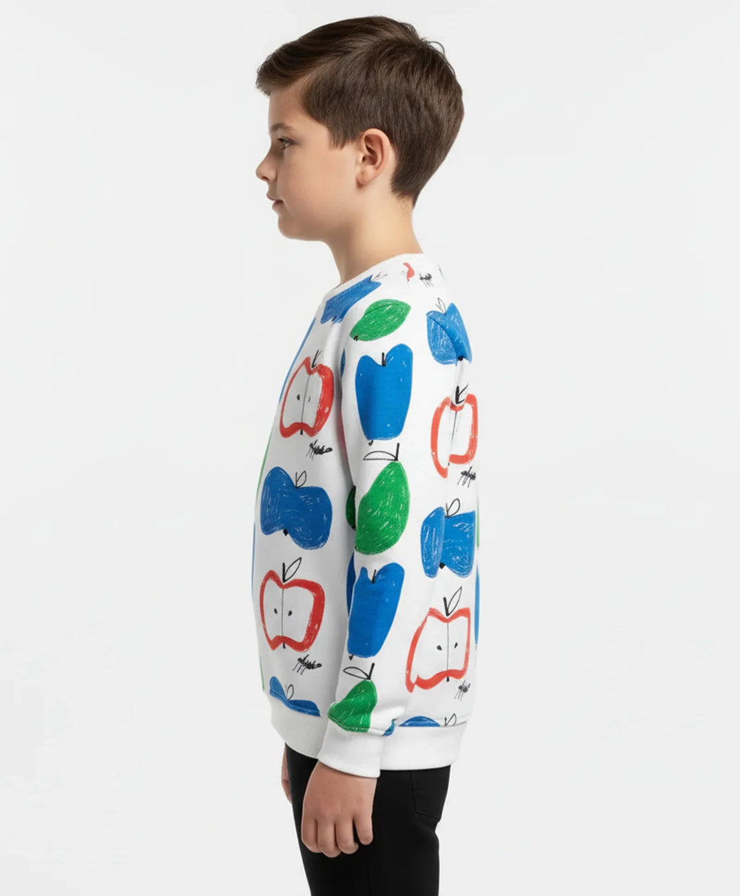 APPLE PEAR BOYS FLEECE SWEATSHIRT BLACK JOGGER SET - WHITE/BLACK - Anthrilo 