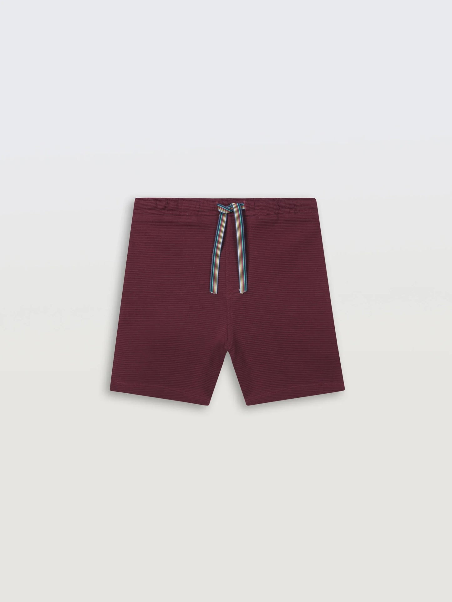 MEHROON TEXTURE STRIPE BOYS SHORTS - MEHROON