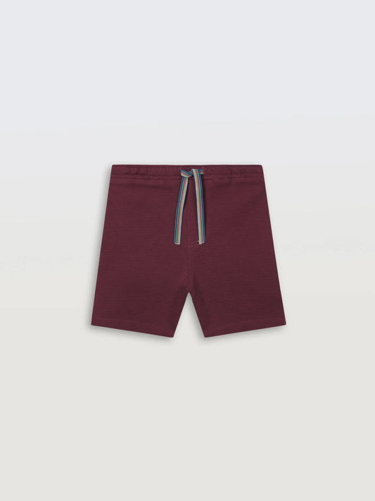 MEHROON TEXTURE STRIPE BOYS SHORTS - MEHROON