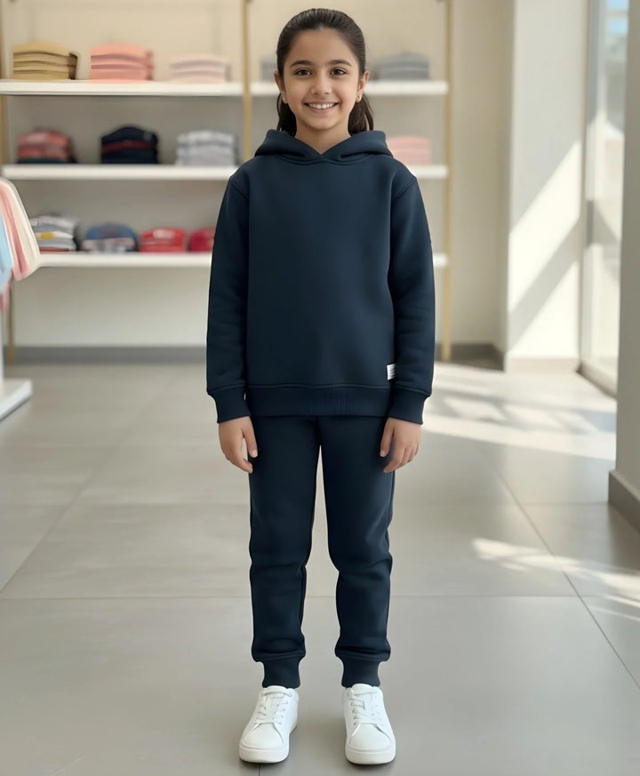 WEARABLE ESSENTIAL GIRLS FLEECE HOODIE JOGGER SET - TEAL - Anthrilo 