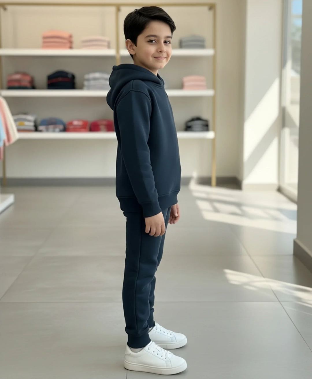 WEARABLE ESSENTIAL BOYS FLEECE HOODIE JOGGER SET - TEAL - Anthrilo 