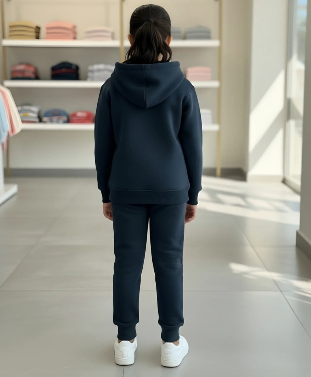 WEARABLE ESSENTIAL GIRLS FLEECE HOODIE JOGGER SET - TEAL - Anthrilo 