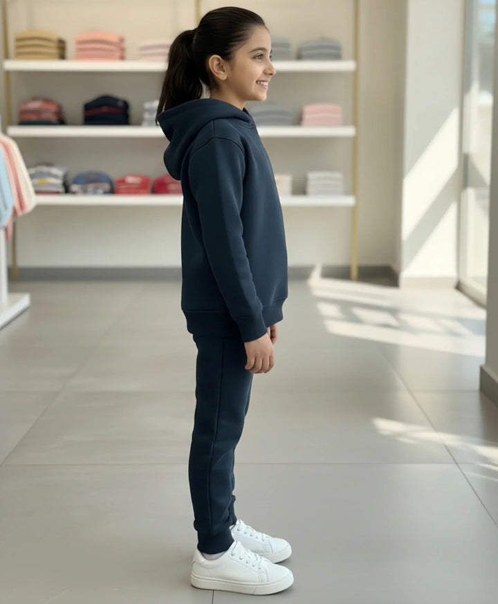WEARABLE ESSENTIAL GIRLS FLEECE HOODIE JOGGER SET - TEAL - Anthrilo 