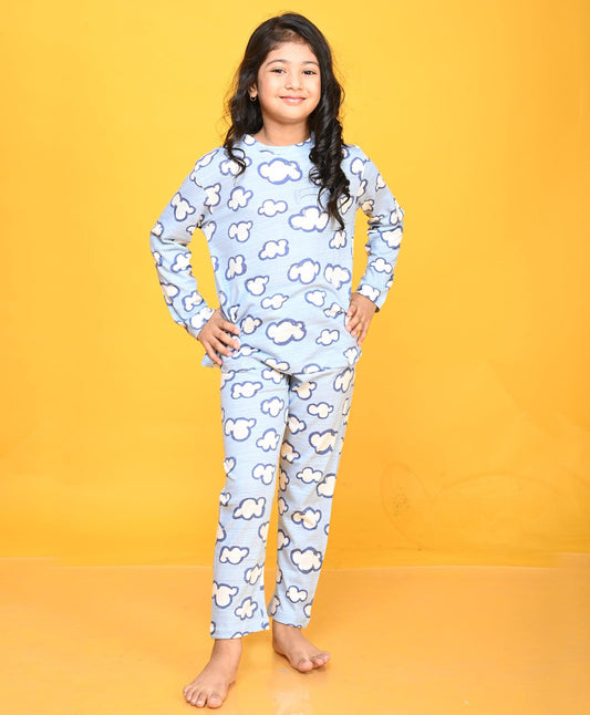 CLOUD SKY GIRLS LONG SLEEVE PYJAMA SET - SKY - Anthrilo 