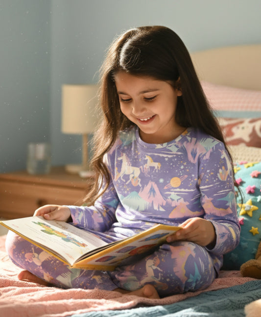 UNICORN PLANET LONG SLEEVES PYJAMA SET - PURPLE