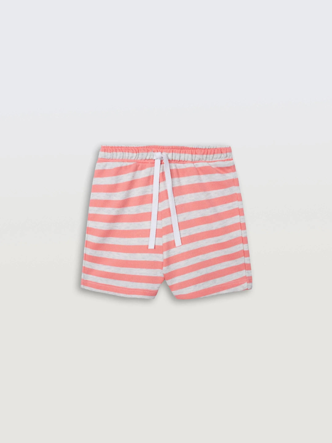 Peach Ecru Stripe Girls Shorts - Peach/Ecru