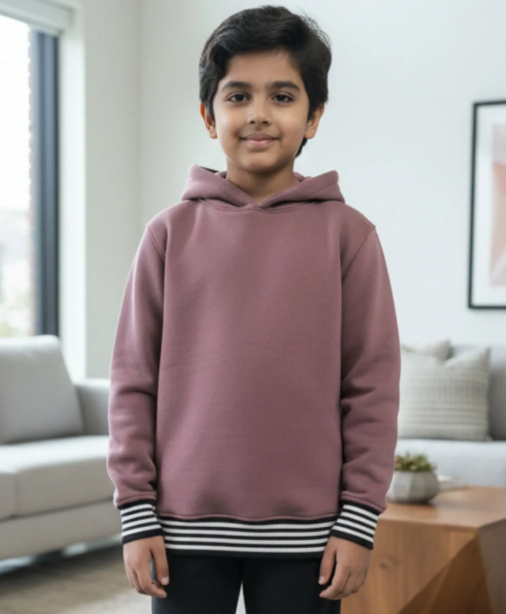 SAND BASIC RIBBED FLEECE HOODIE - SAND