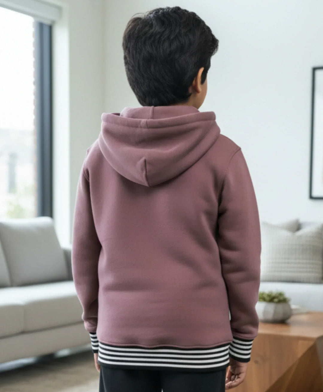 SAND BASIC RIBBED FLEECE HOODIE - SAND