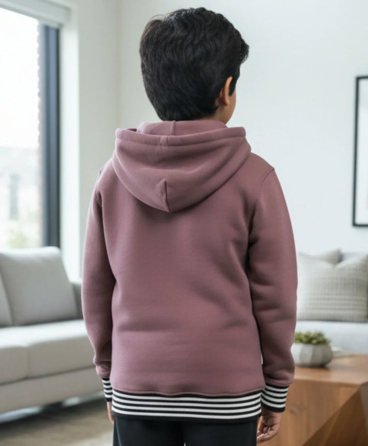 SAND BASIC RIBBED FLEECE HOODIE - SAND