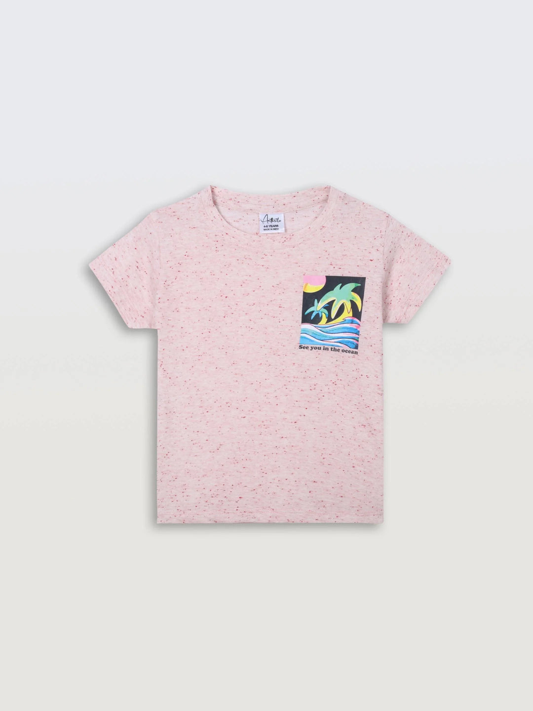 SEA OCEAN MELANGE SHORT SLEEVE BOYS T-SHIRT - PINK - Anthrilo 