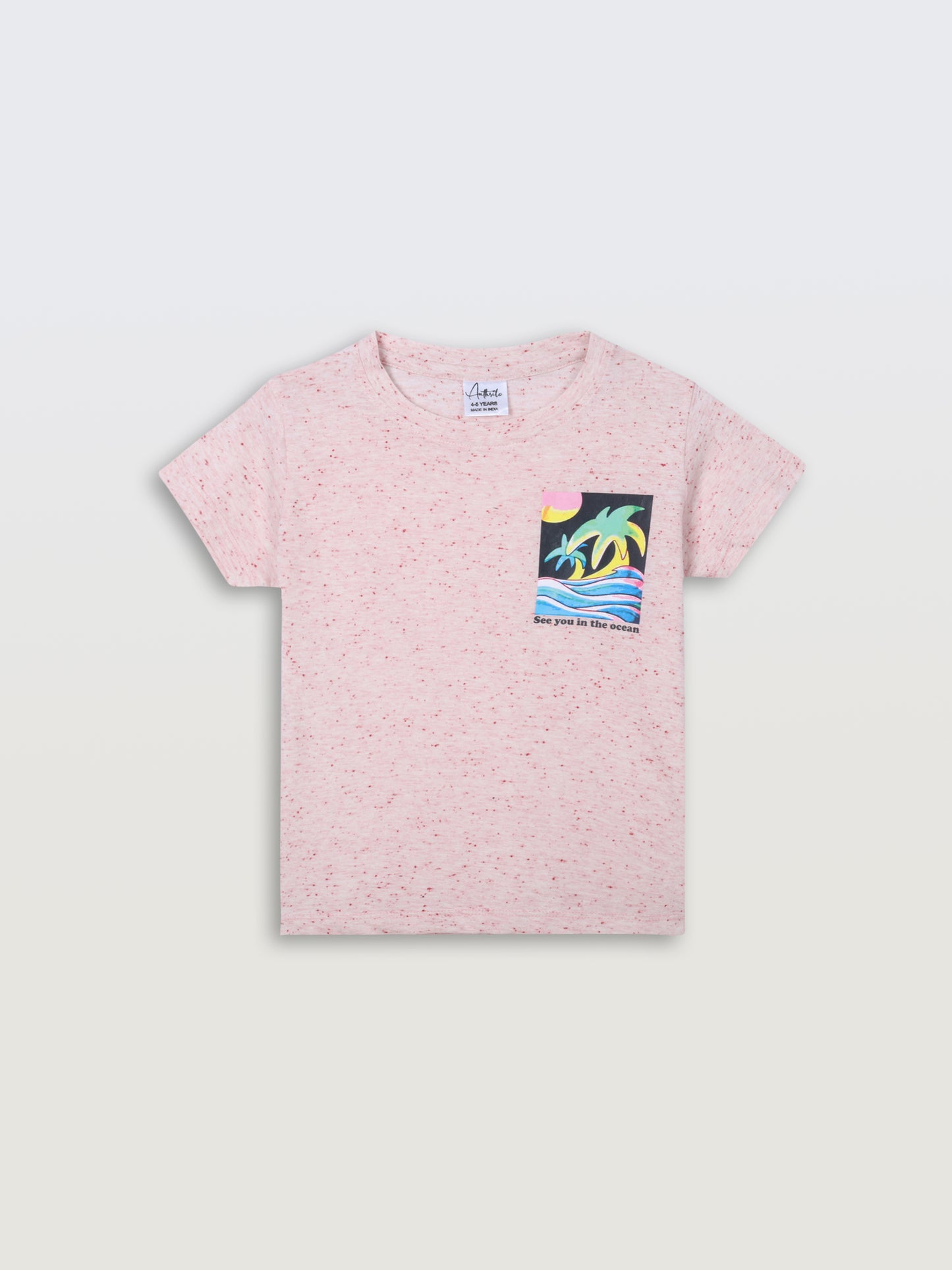 SEA OCEAN MELANGE SHORT SLEEVE BOYS T-SHIRT - PINK