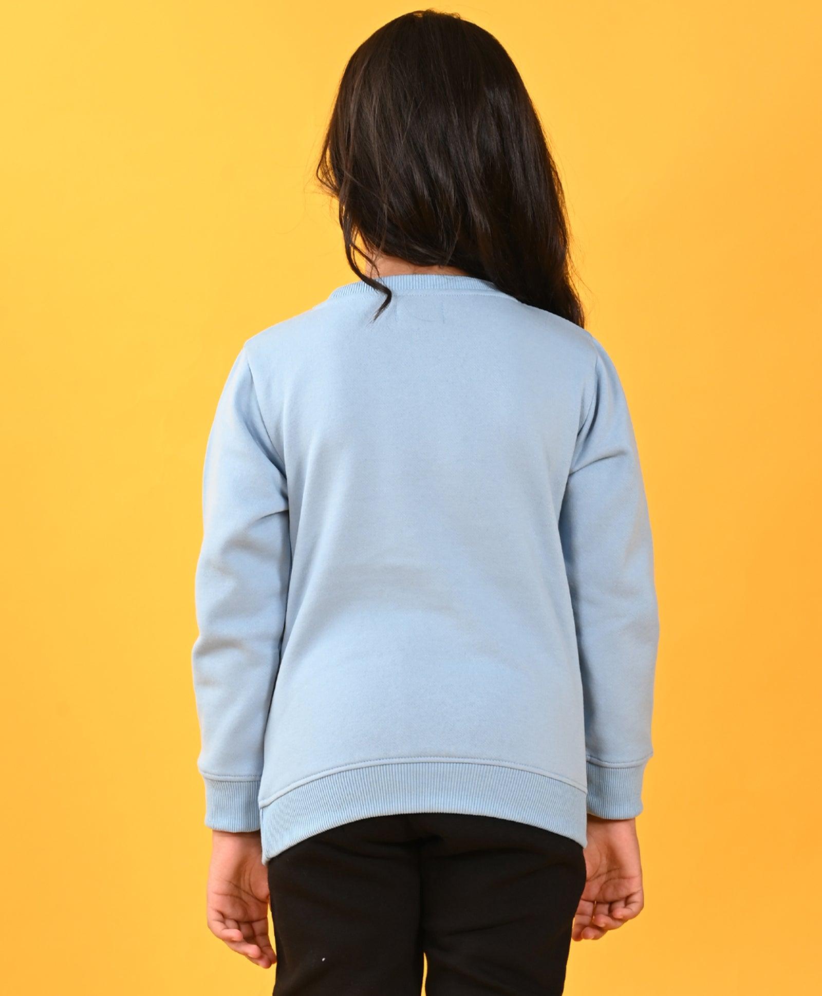 SKY ZEBRA COLOR BLOCK FLEECE GIRLS SWEATSHIRT - BLUE - Anthrilo 