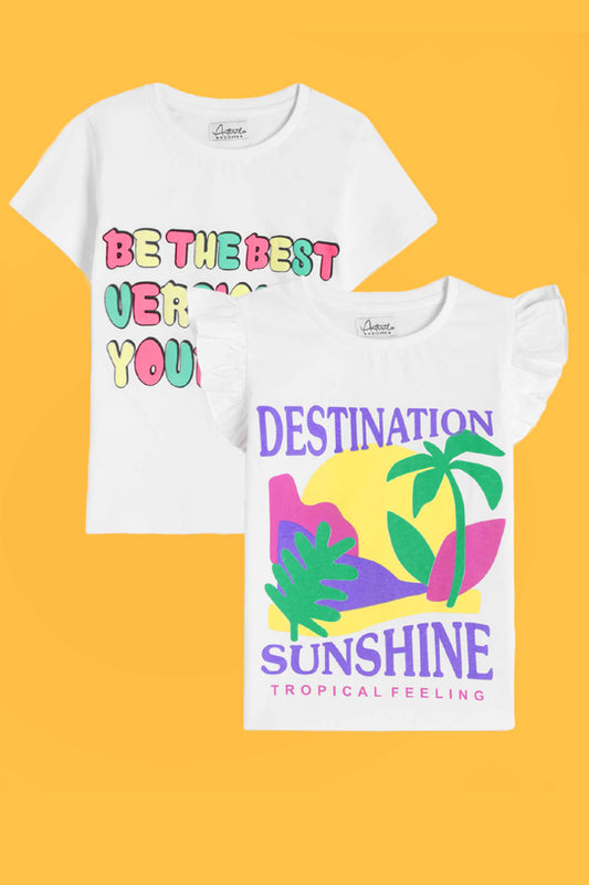 BE YOURSELF AND DESTINATION SHORT SLEEVES T-SHIRT (PACK OF 2) - Anthrilo India