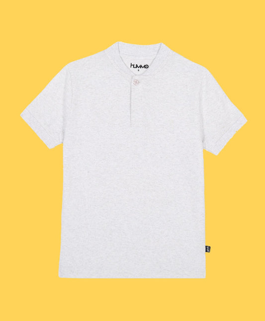 GREY MELANGE HENLEY NECK T-SHIRT - GREY - Anthrilo 