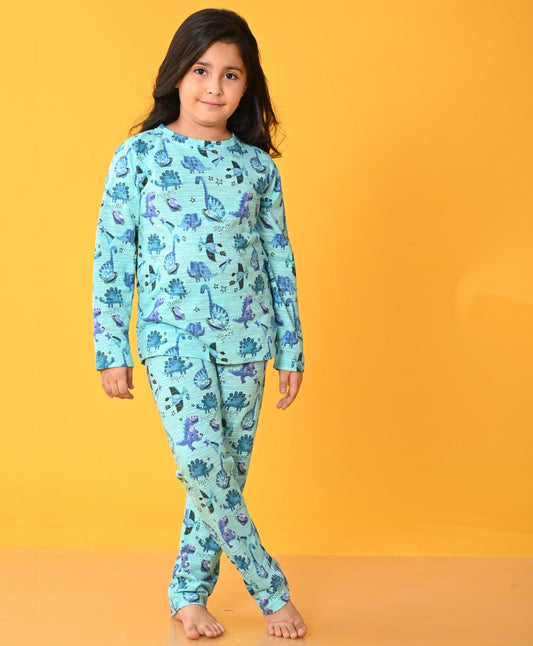 SPACE DISNOAUR GIRLS LONG SLEEVES PYJAMA SET - AQUA - Anthrilo 