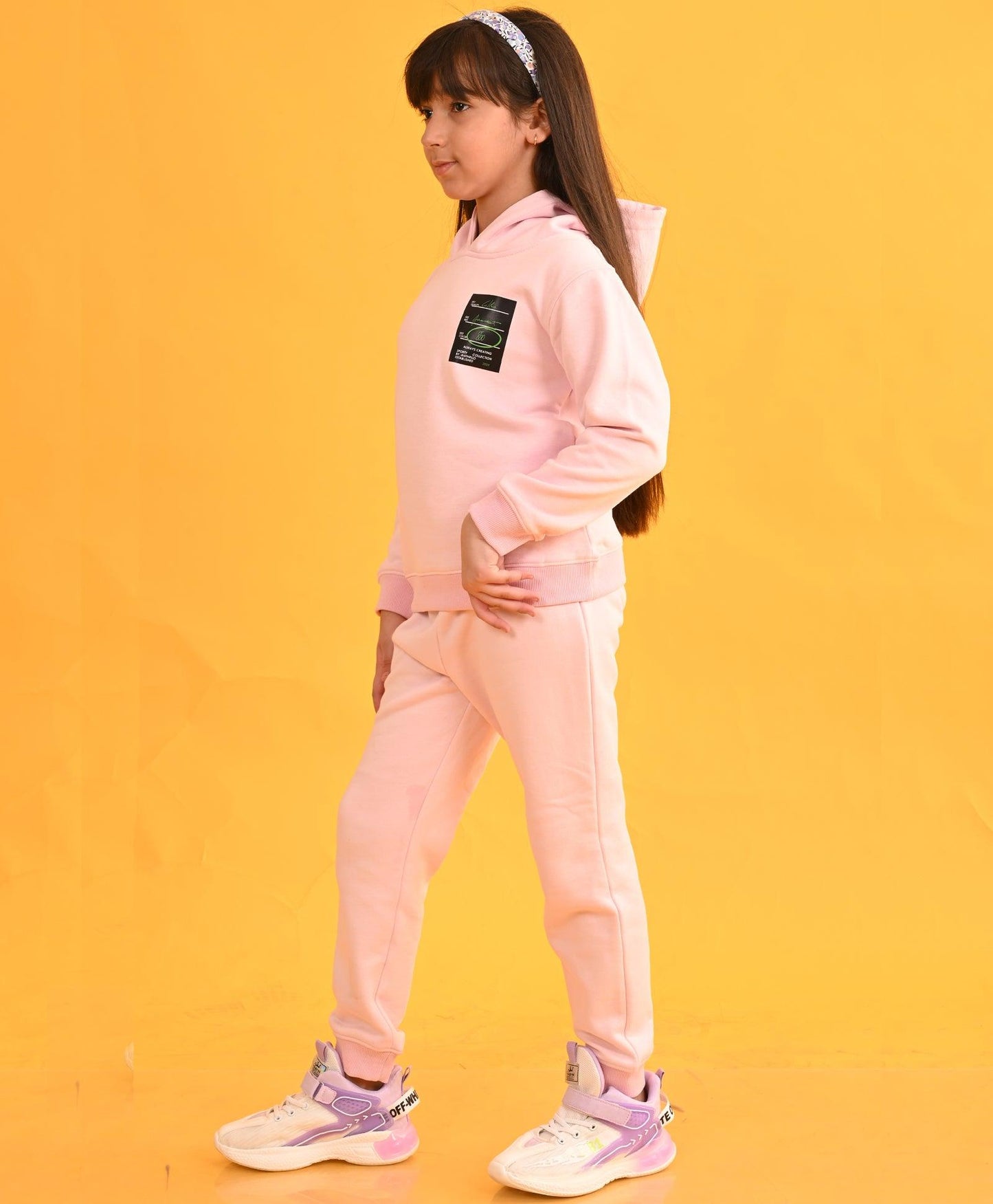 SPORTY COLLECTION PINK FLEECE HOODIE  JOGGER SET D - PINK