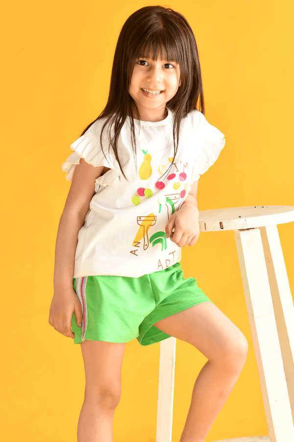 SUMMER ARTIST GREEN SHORTS SET