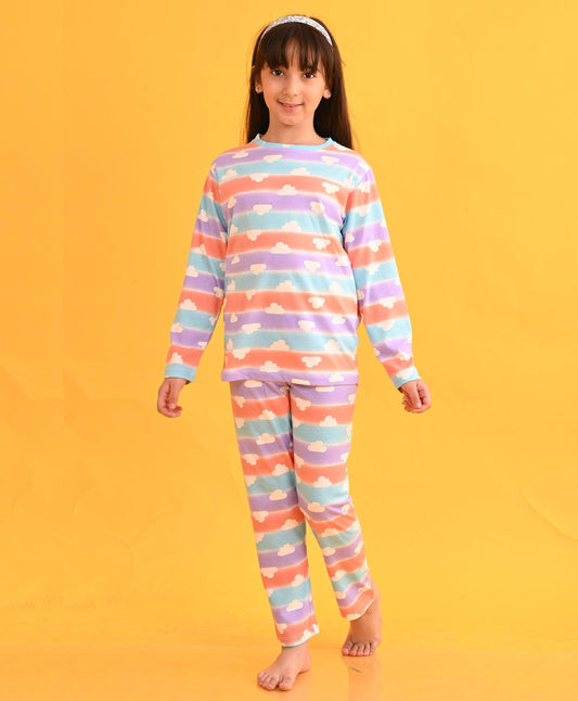 OMBRE CLOUD LONG SLEEVES PYJAMA SET - PEACH