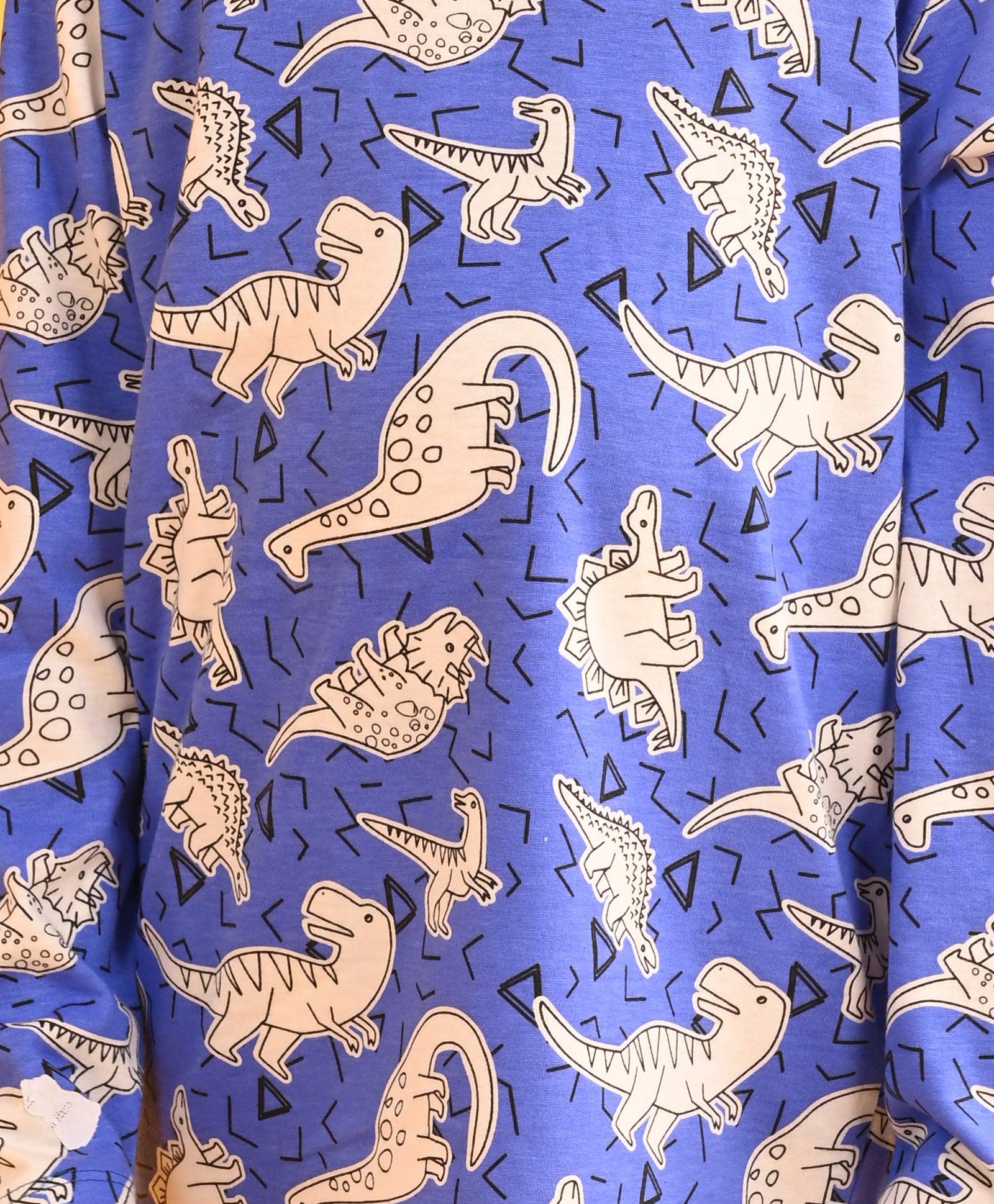 ZIG ZAG DINOSAUR LONG SLEEVES PYJAMA SET - BLUE - Anthrilo 