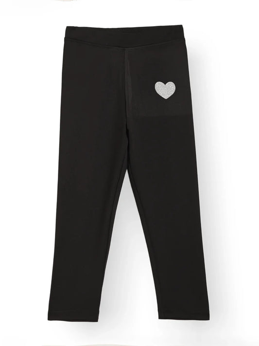 BLACK HEART SPORTY LEGGINGS - BLACK