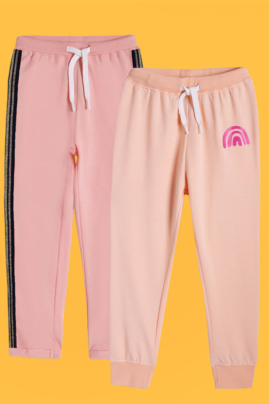 PINK SIDE TAPE AND PEACH RAINBOW RAIN JOGGER (PACK OF 2) - Anthrilo India