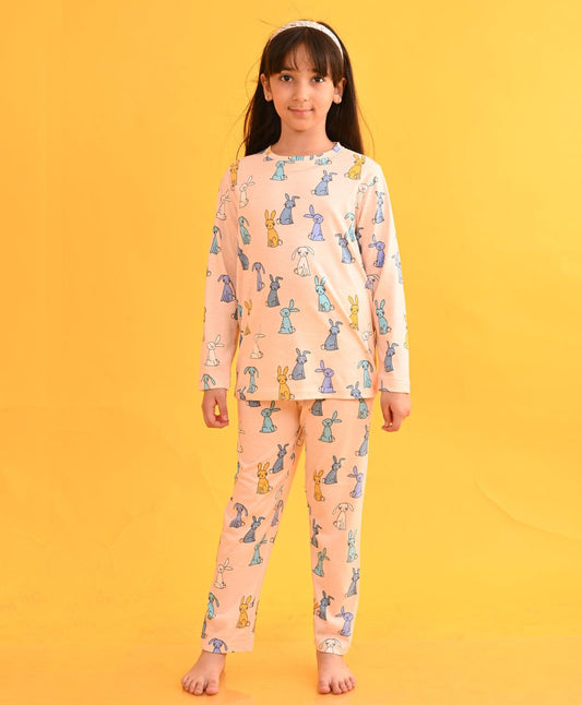BUNNY LONG SLEEVES PYJAMA SET - PEACH