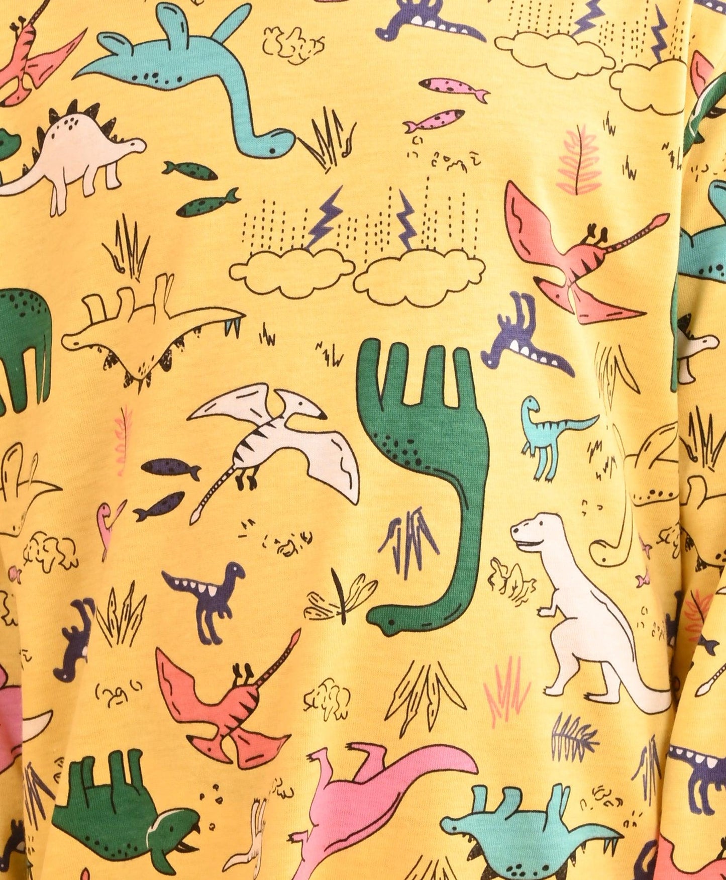 RAINING DINOSAUR LONG SLEEVES PYJAMA SET - YELLOW