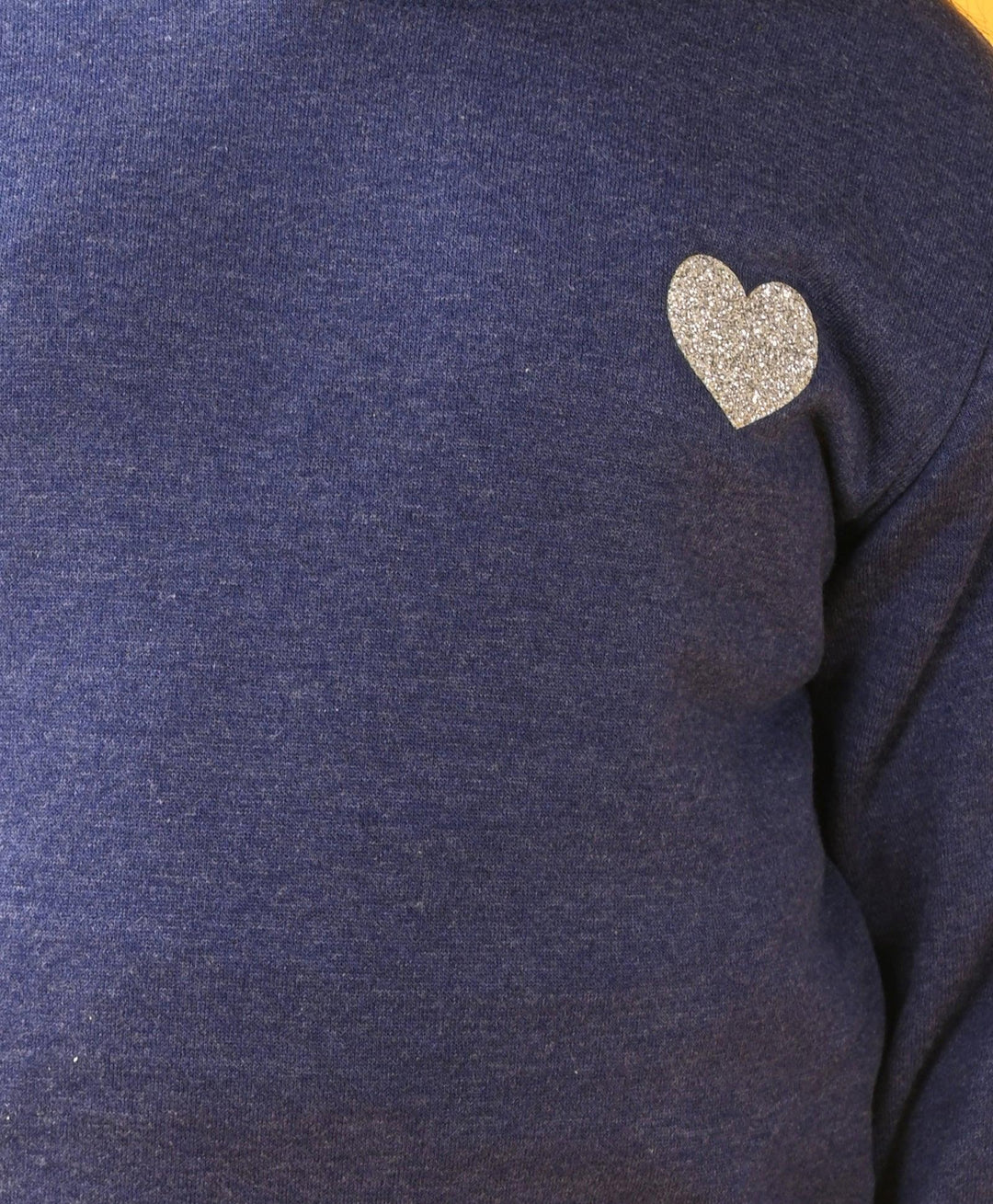BLUE MELANGE FUN RIB TERRY GIRLS HOODIE - BLUE - Anthrilo 