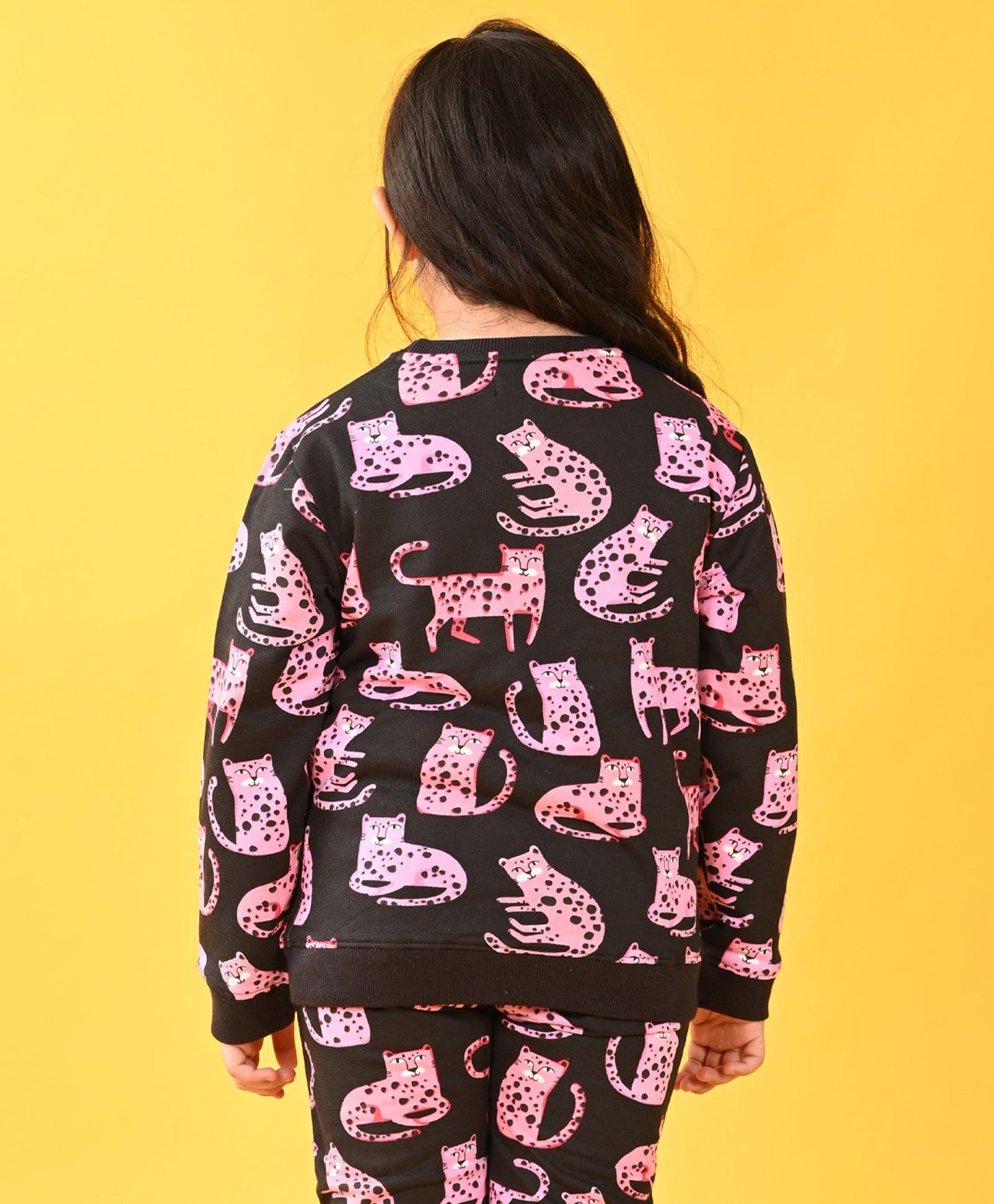 FUNNY CATS GIIRLS FLEECE SWEATSHIRT - BLACK