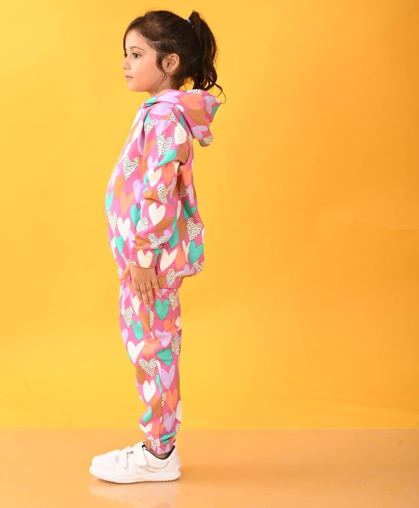 PURPLE HEART FLEECE GIRLS HOODIE JOGGER SET - PURPLE