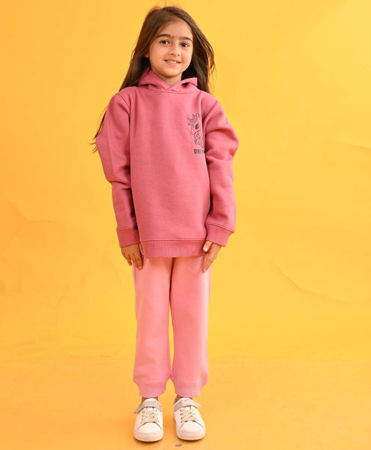 UNICORN DREAMER PEACH FLEECE HOODIE PINK JOGGER SET - PEACH/PINK