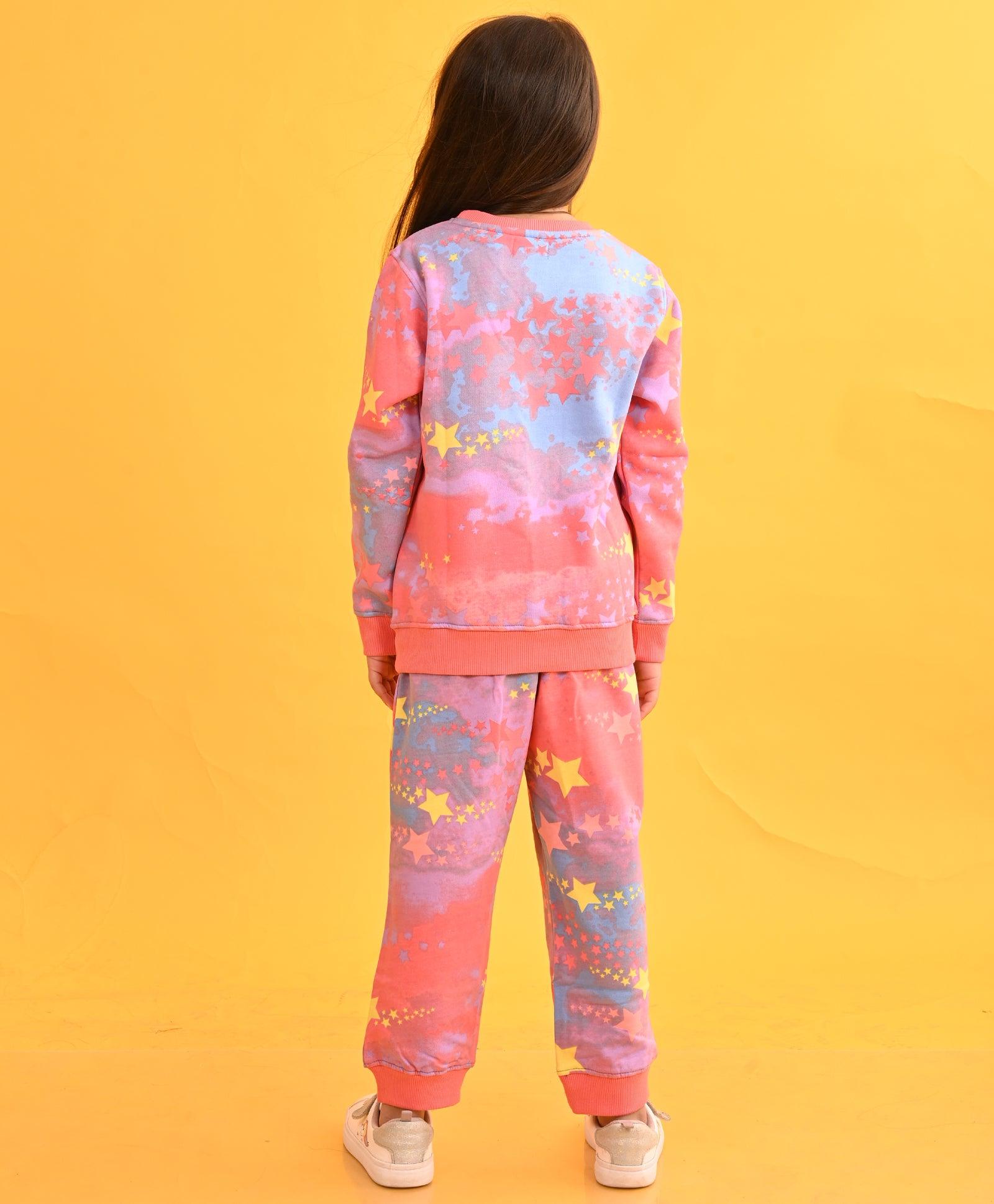 TIE DYE STAR FLEECE SWEATSHIRT JOGGER SET D - PINK - Anthrilo 
