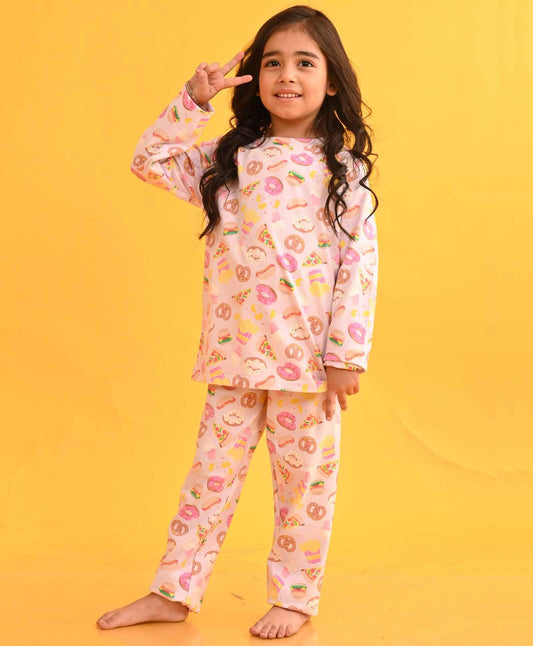 PLAYDATE LONG SLEEVES GIRLS PYJAMA SET D - PINK