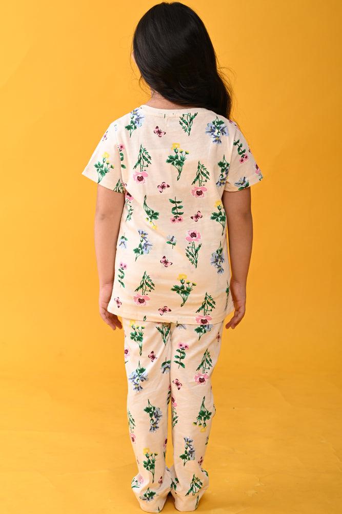 FLORAL FUN SHORT SLEEVES PYJAMA SET - OFFWHITE - Anthrilo Design House