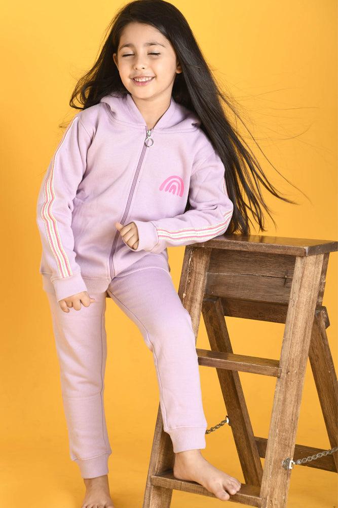 LAVENDER FLEECE ZIP UP SWEATSHIRT JOGGER SET - PURPLE - Anthrilo Design House