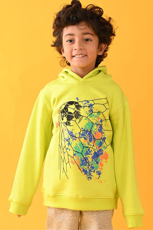 FOOTBALL FLEECE HOODIE -  LIME GREEN - Anthrilo Design House