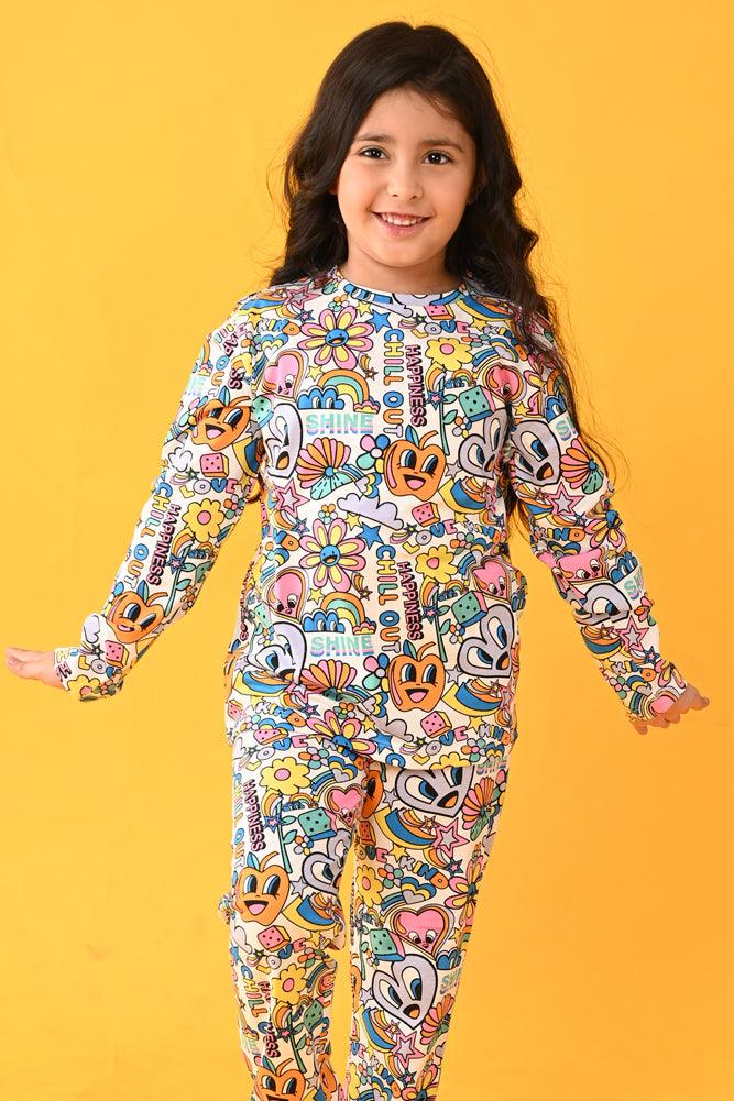CHILL OUT LONG SLEEVES PYJAMA SET - WHITE - Anthrilo Design House
