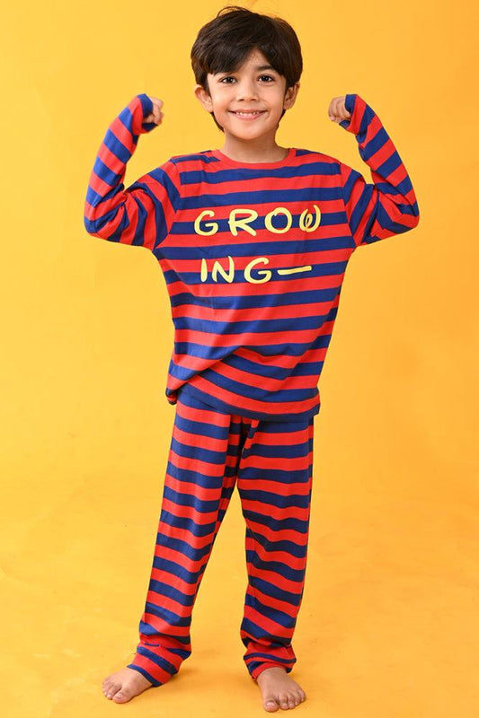 GROWING STRIPE PYJAMA SET - BLUE - Anthrilo Design House
