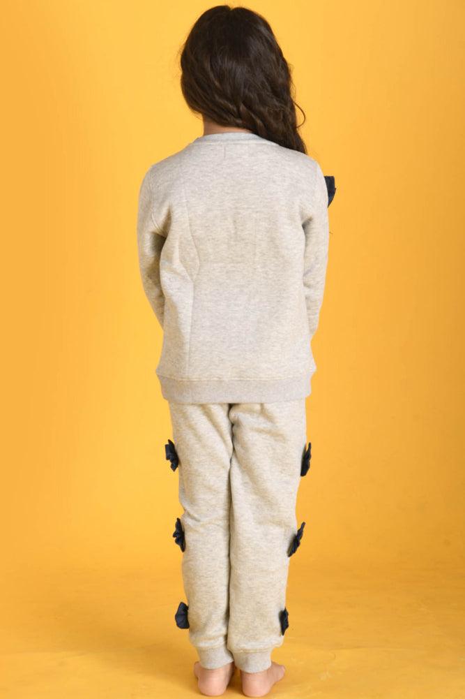 DENIM BOW FLEECE SWEATSHIRT - ECRU MELANGE - Anthrilo Design House