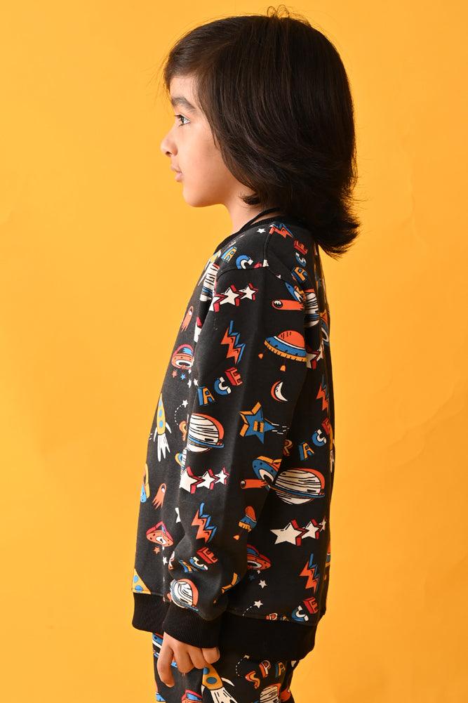 SPACE FLEECE SWEATSHIRT - BLACK - Anthrilo Design House