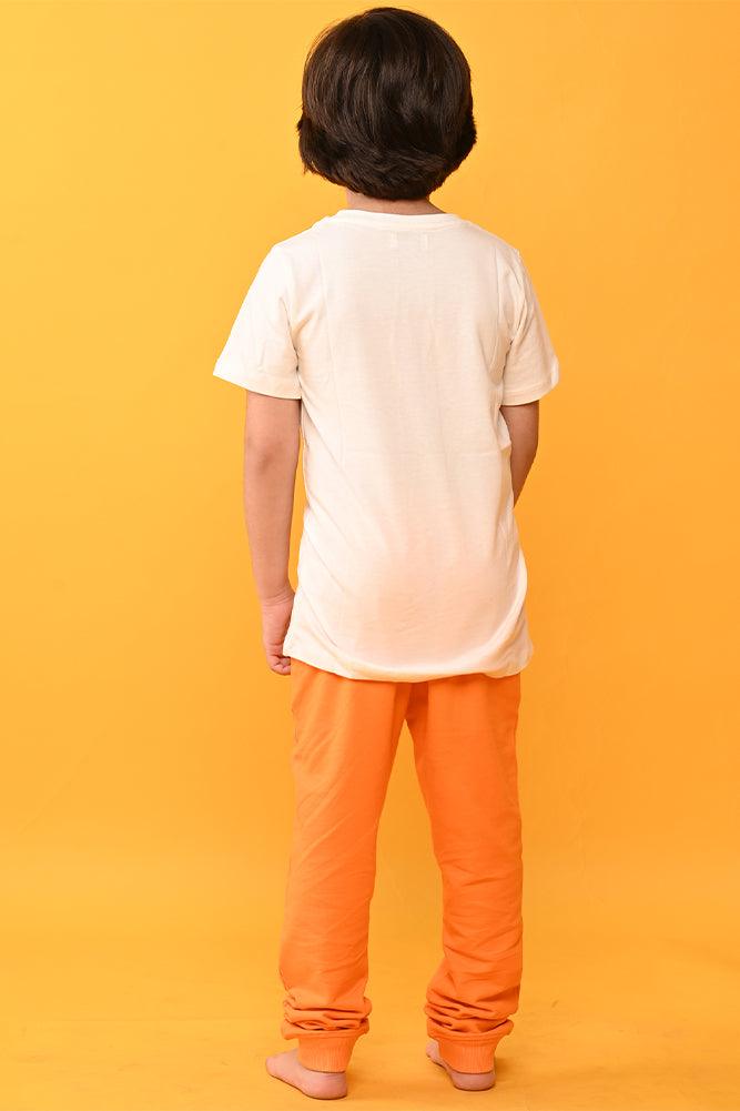 GAMER ORANGE JOGGER SET - WHITE / ORANGE - Anthrilo India