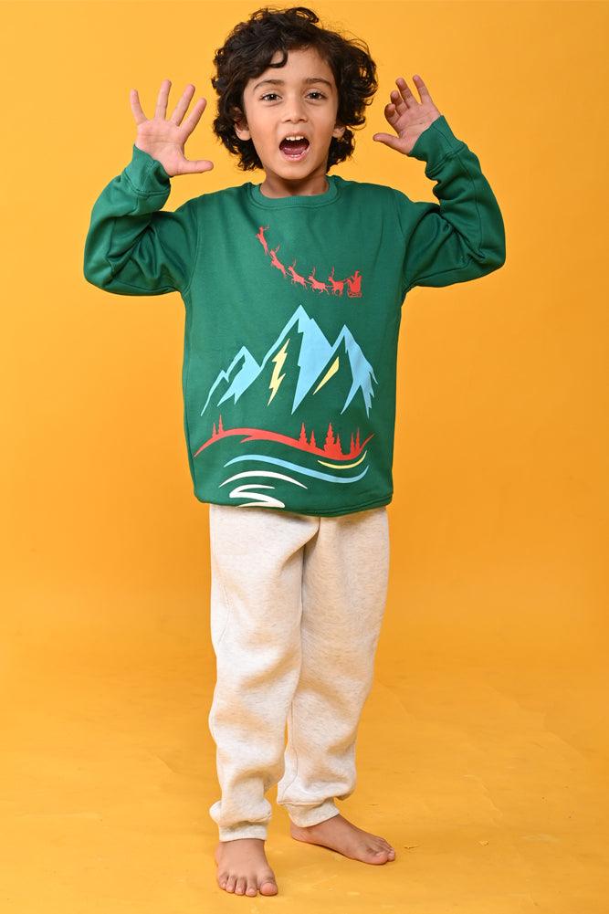 GREEN CHRISTMAS SWEATSHIRT JOGGER SET - GREEN/GREY - Anthrilo Design House