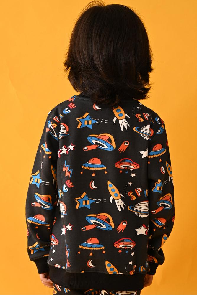 SPACE FLEECE SWEATSHIRT - BLACK - Anthrilo Design House