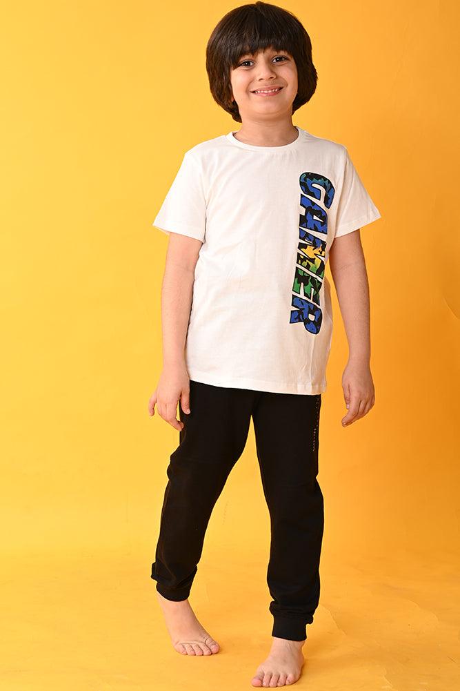 GAMER WHITE BLACK JOGGER SET - WHITE/BLACK - Anthrilo India