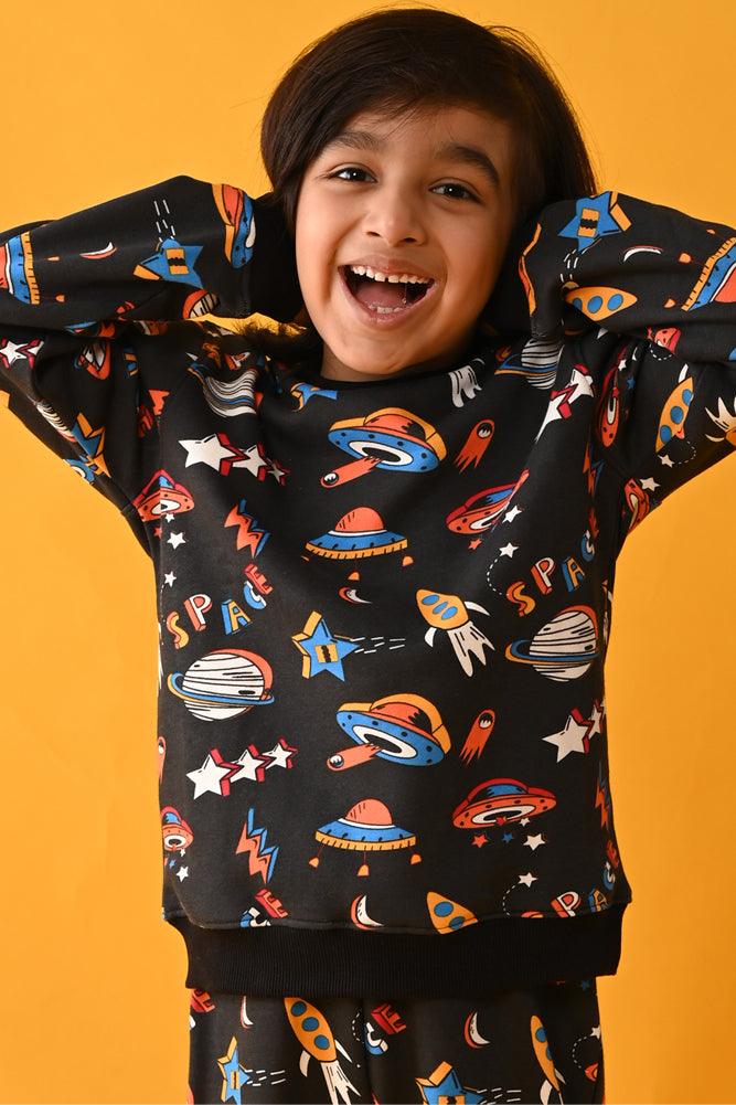 SPACE FLEECE SWEATSHIRT - BLACK - Anthrilo Design House